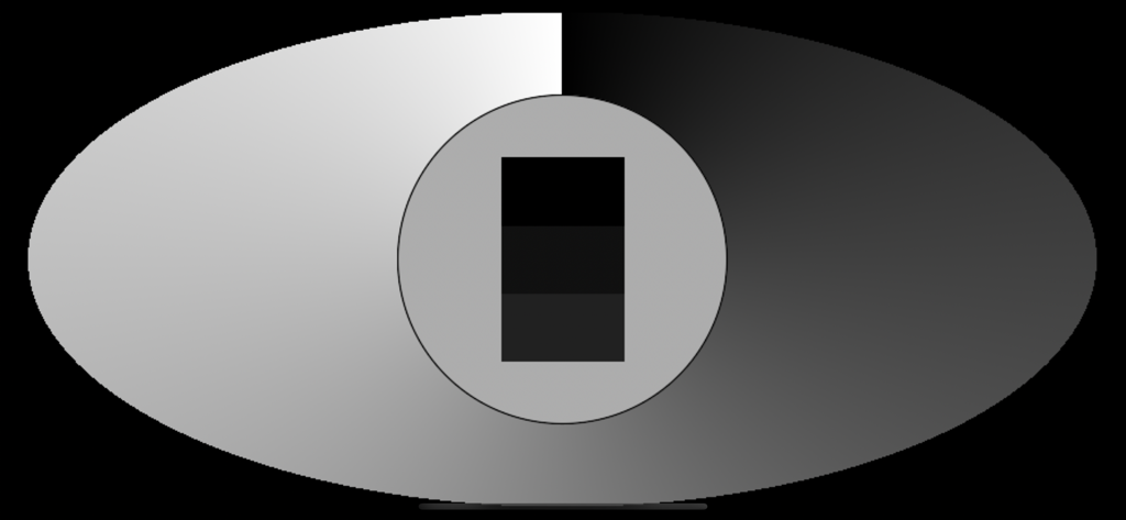 Patterns Mobile - Padrão de teste de calibração HDR profissional mostrando gradientes de escala de cinza e degraus de nível de preto