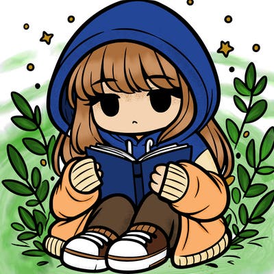 girl in oversized hoodie reading a book