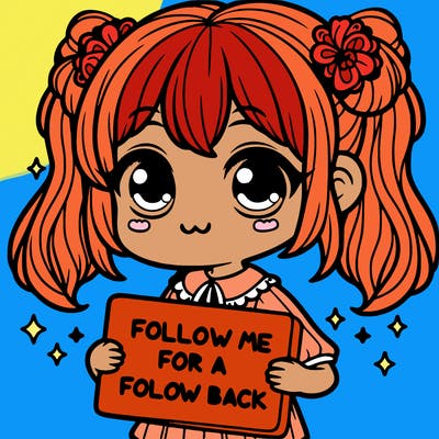 cute girl with a sign that says follow me for a follow back