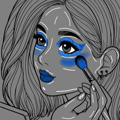 a realistic girl doing her makeup