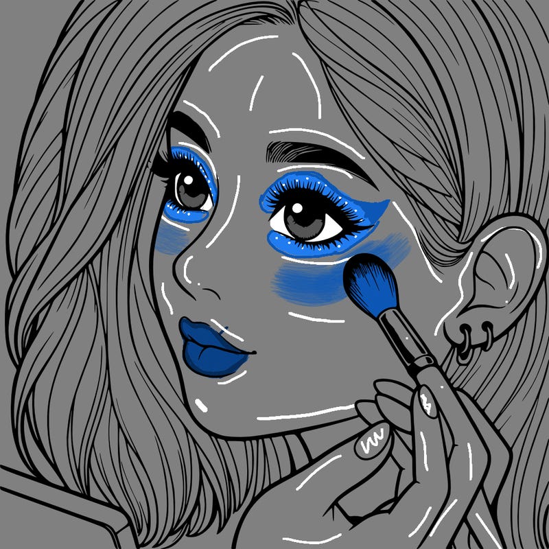 a realistic girl doing her makeup