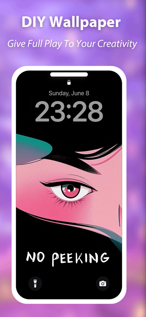 DIY Wallpaper-Make it！ - Fondo de pantalla personalizado para smartphone con una ilustración artística de un ojo y el texto NO MIRES