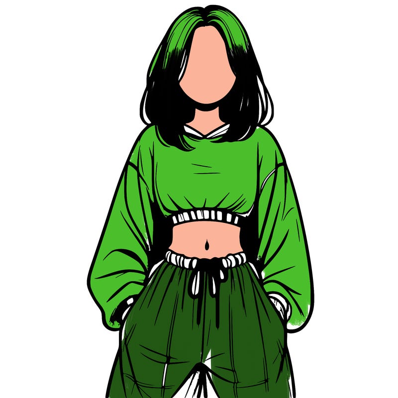 realistic girl faceless with baggy pants and a crop top