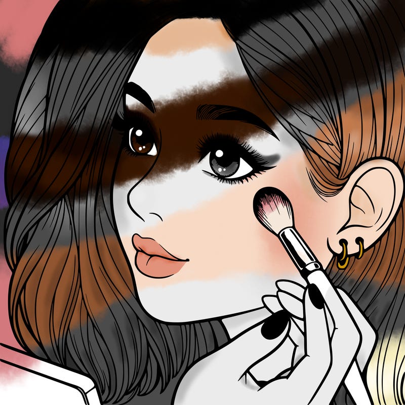 a realistic girl doing her makeup