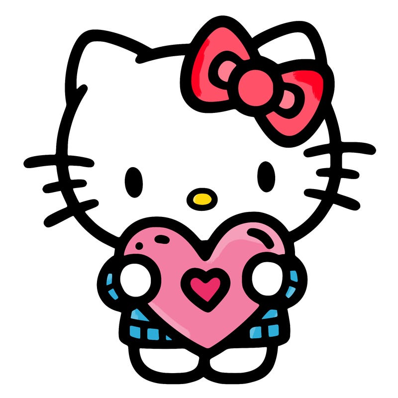 hellokitty holding a heart