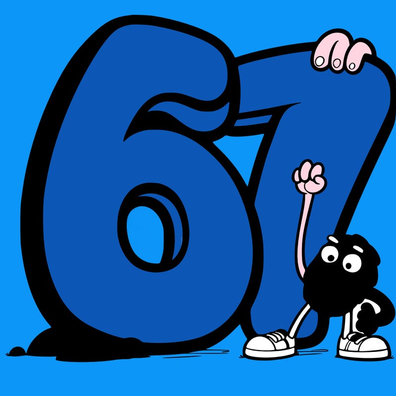 a giant 67 number