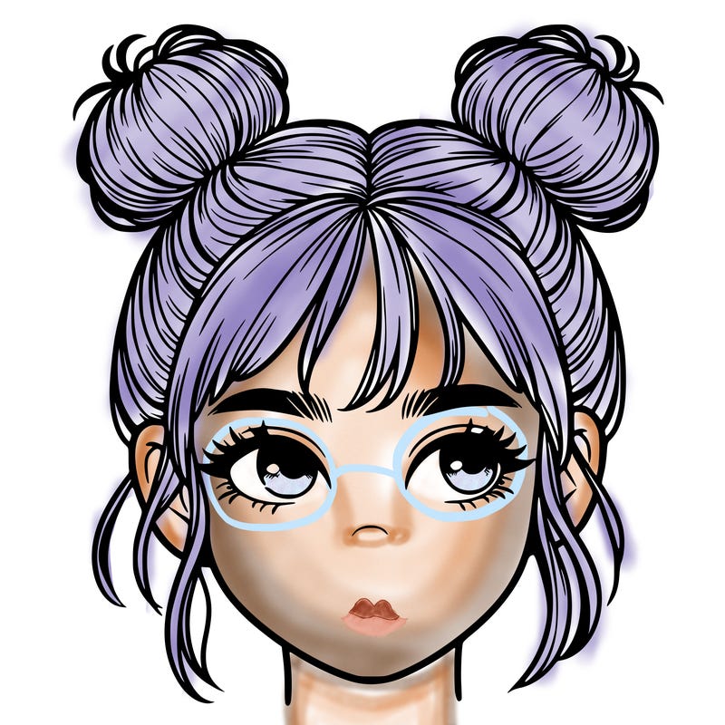 realistic girl with 2 hair buns