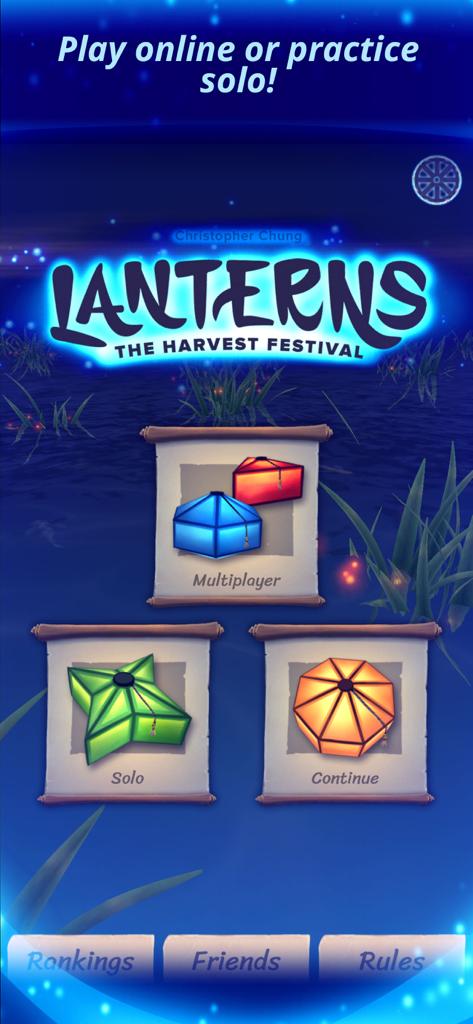 Lanterns: The Harvest Festival - The main menu of the Lanterns The Harvest Festival mobile game showing solo and multiplayer options