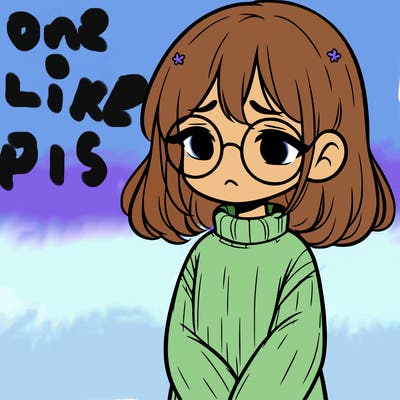sad girl with glasses in a sweater
