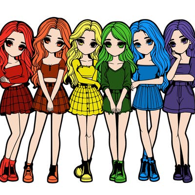 a group of girls realistic