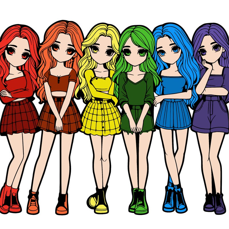 a group of girls realistic