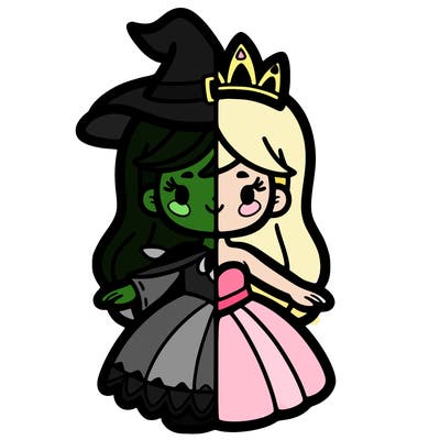 half girl witch half girl princess