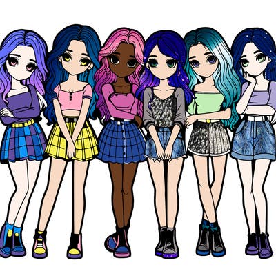 a group of girls realistic