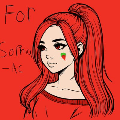 realistic girl with a high ponytail