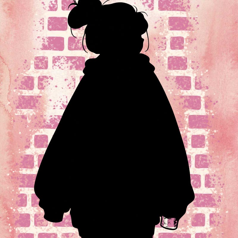 realistic girl with a oversized sweatshirt on and a bun