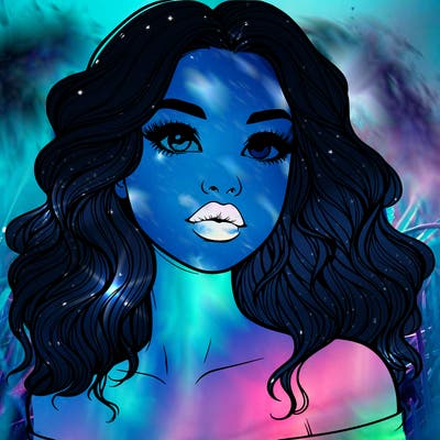 realistic girl with wavy hair and lips