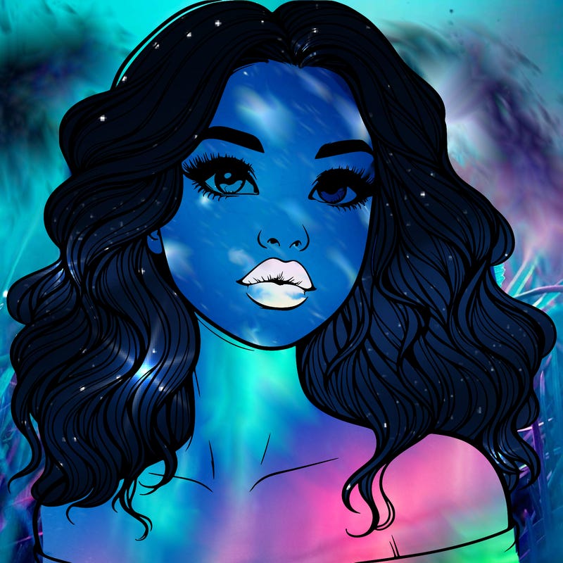 realistic girl with wavy hair and lips