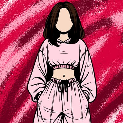 realistic girl faceless with baggy pants and a crop top