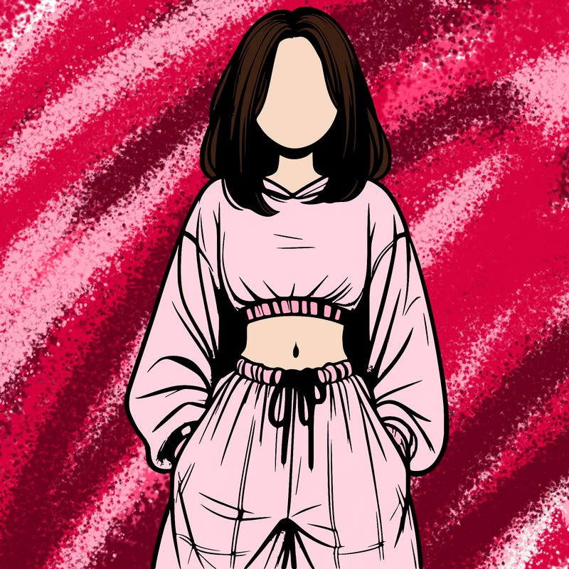 realistic girl faceless with baggy pants and a crop top