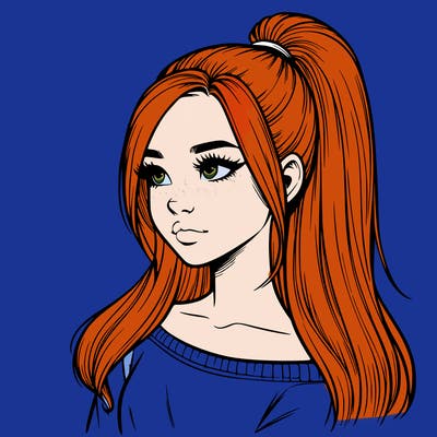 realistic girl with a high ponytail