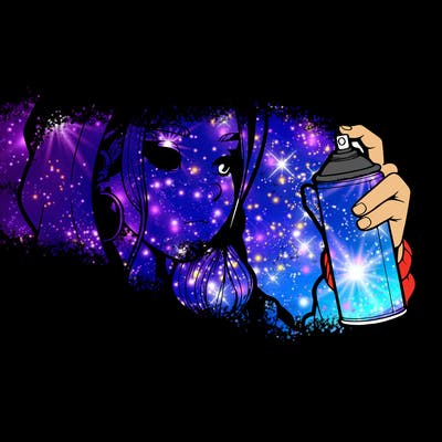 a realistic girl, spray painting