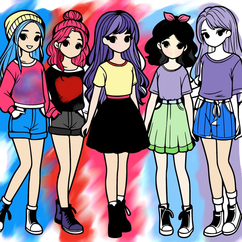 a group of five girls