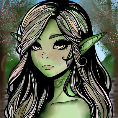 elf girl realistic dark fantasy