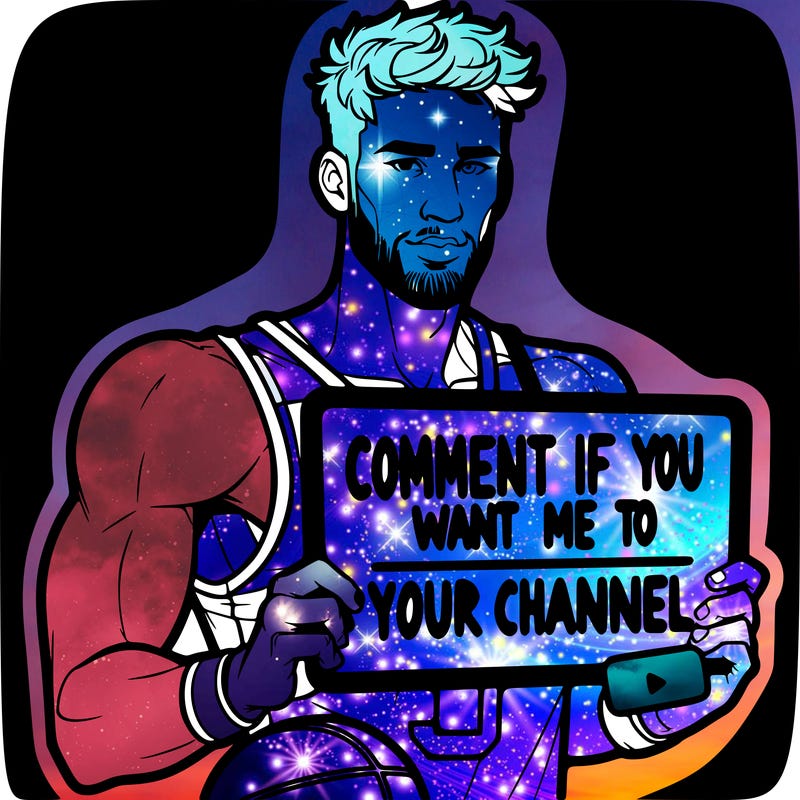a nba player holding up a sign that says “comment if you want me to like your channel”