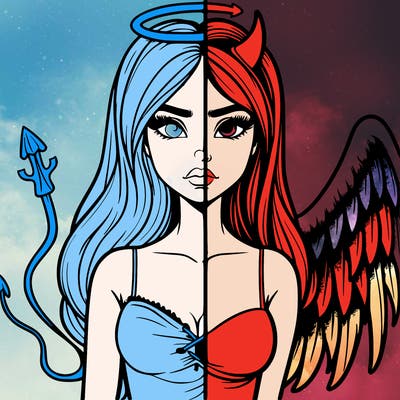 devil vs angel realistic girl