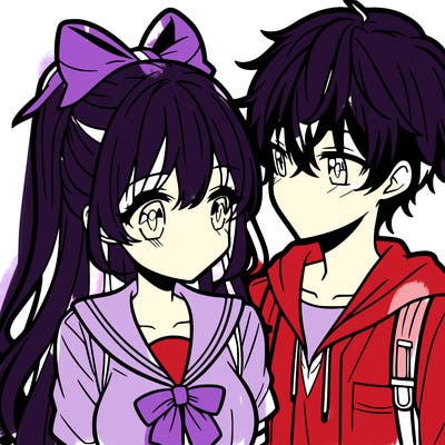 anime girl and a boy in love