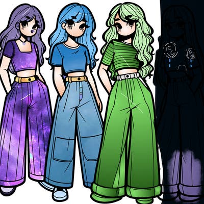 girls with wide pants and a croc top