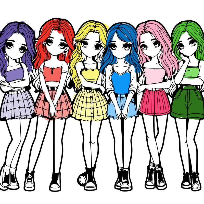 a group of girls realistic