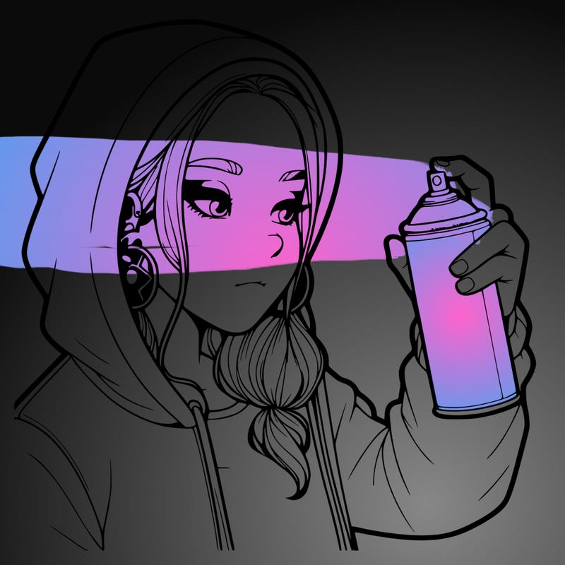 a realistic girl, spray painting