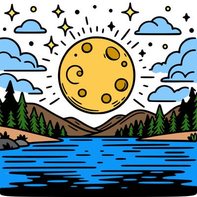 moonlight shining on a lake