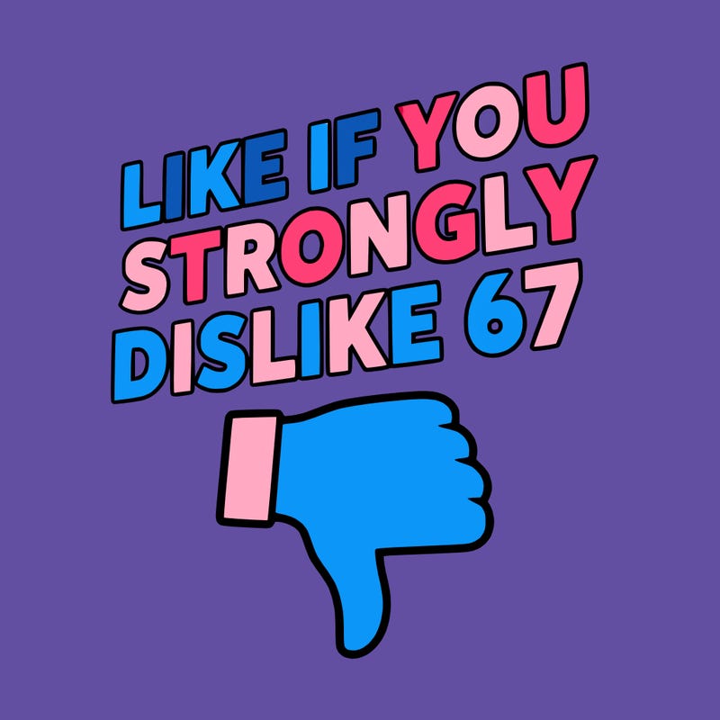 like if you strongly dislike 67