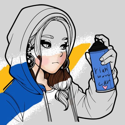 a realistic girl, spray painting
