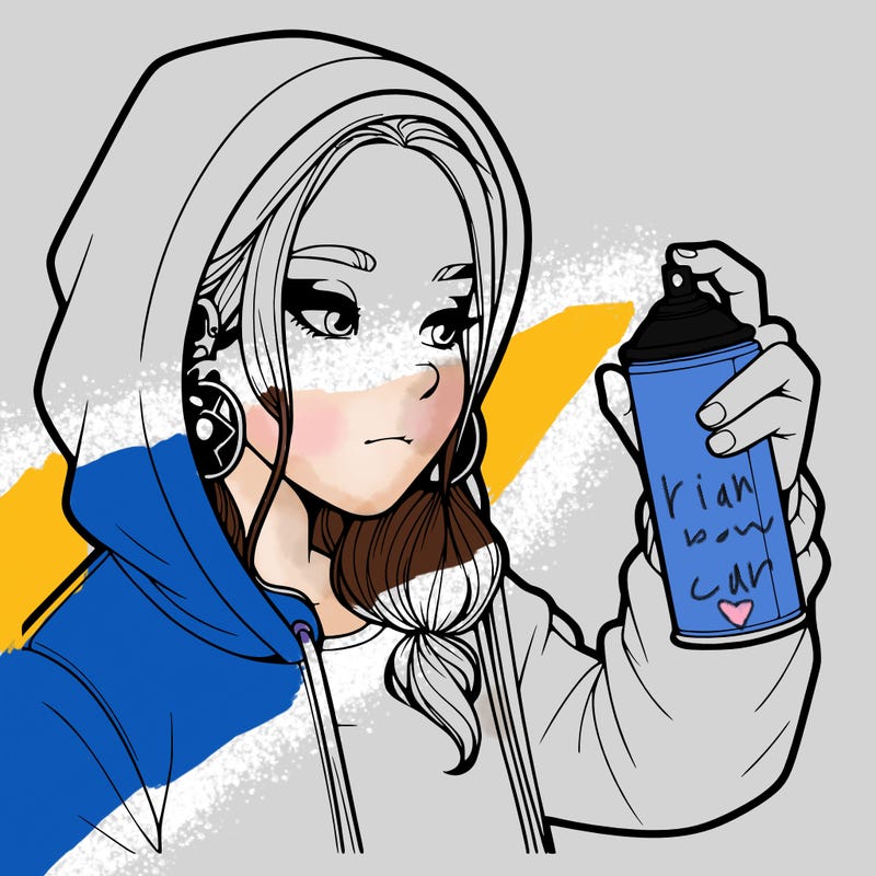 a realistic girl, spray painting