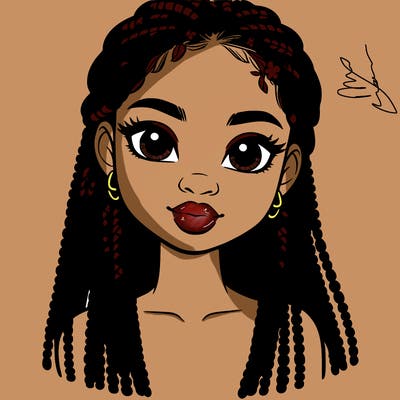 a realistic black girl with braids