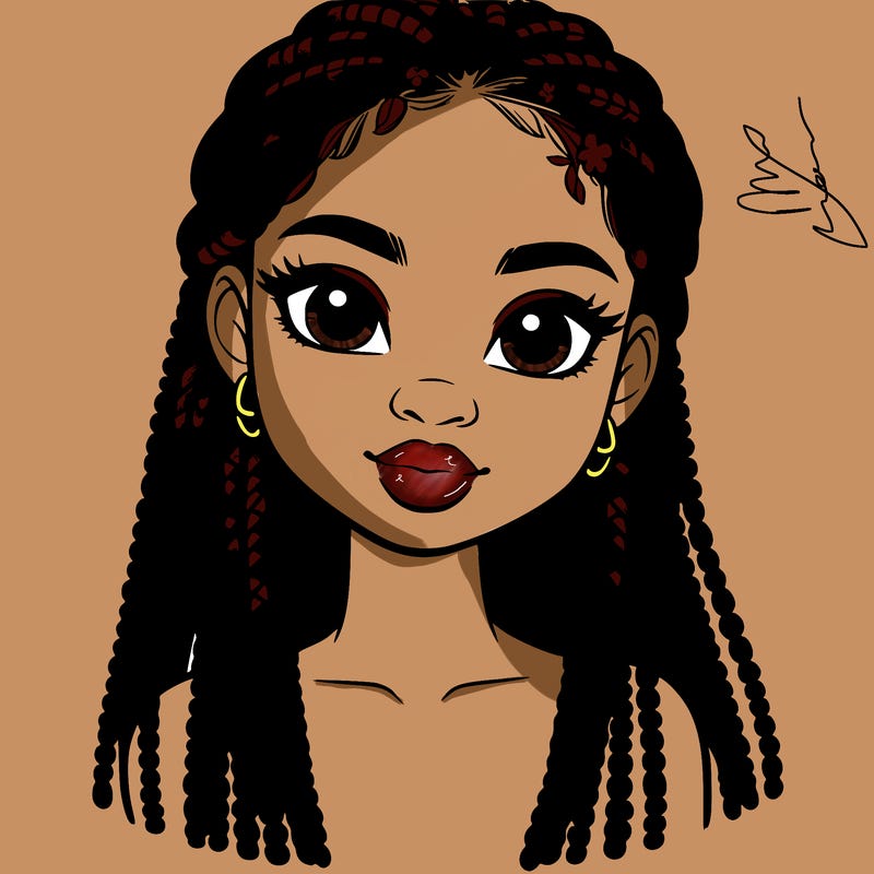 a realistic black girl with braids