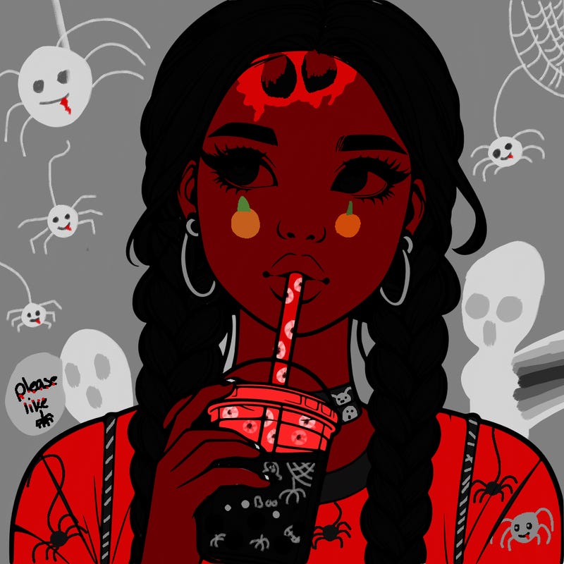 realistic girl with braided hair drinking boba