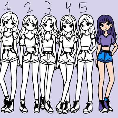 a group of girls wearing crop tops and shorts