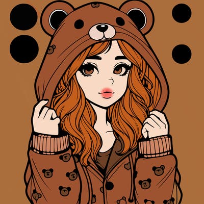 realistic girl in a animal pjs hoodie
