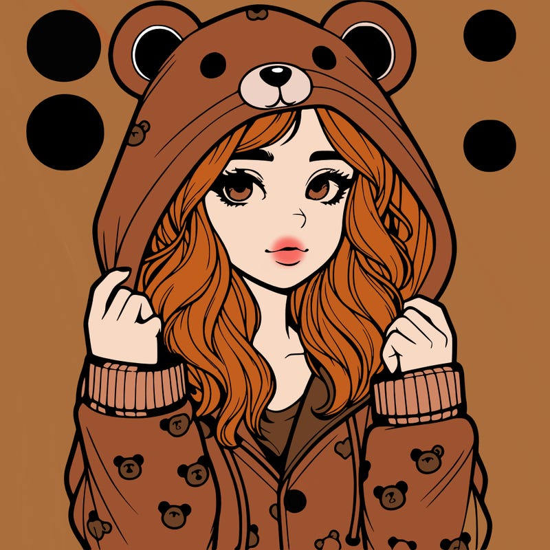 realistic girl in a animal pjs hoodie