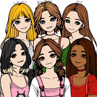 a group of girls realistic
