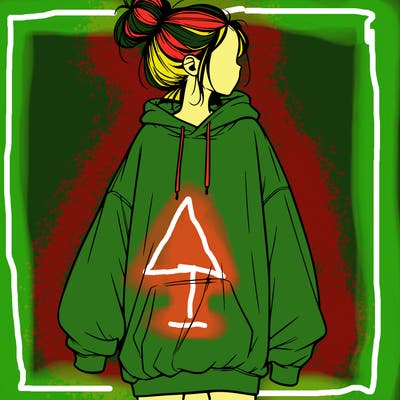 realistic girl with a oversized sweatshirt on and a bun