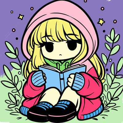 girl in oversized hoodie reading a book