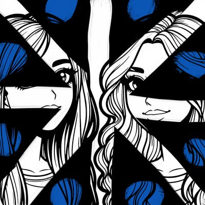 realistic two freinds girls both with blonde hair and brown eyes both hve noses one with straight hair and on with wavy hair realistic