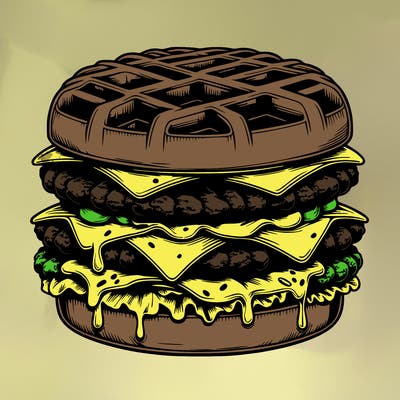 realistic waffle burger