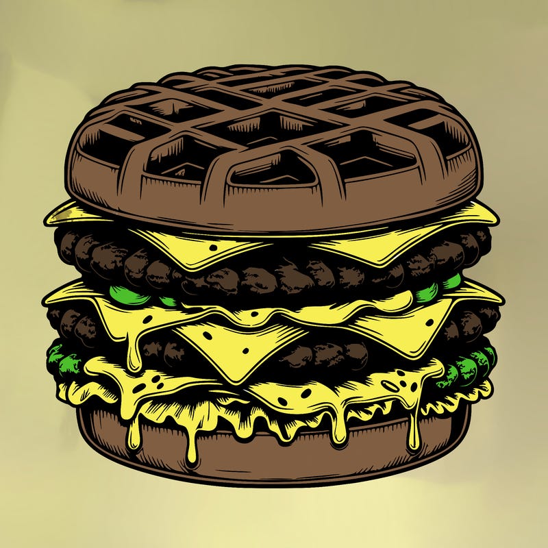 realistic waffle burger