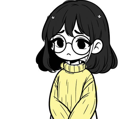 sad girl with glasses in a sweater